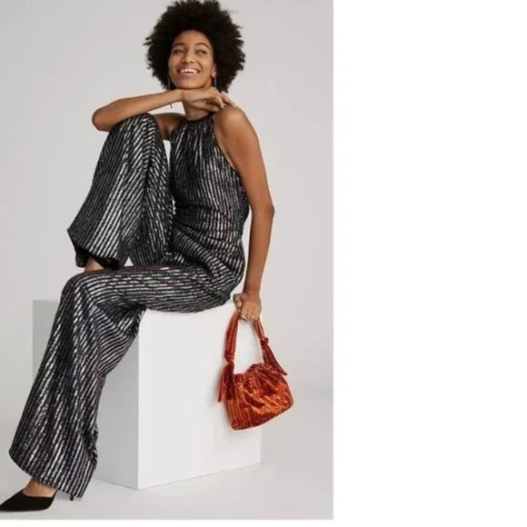 Anthropologie Maeve Disco Halter Jumpsuit size 14 new with tag nwt - Picture 1 of 8